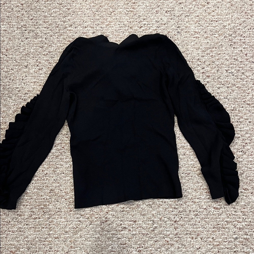 RACHEL Rachel Roy Black Ruffled Sleeve Top